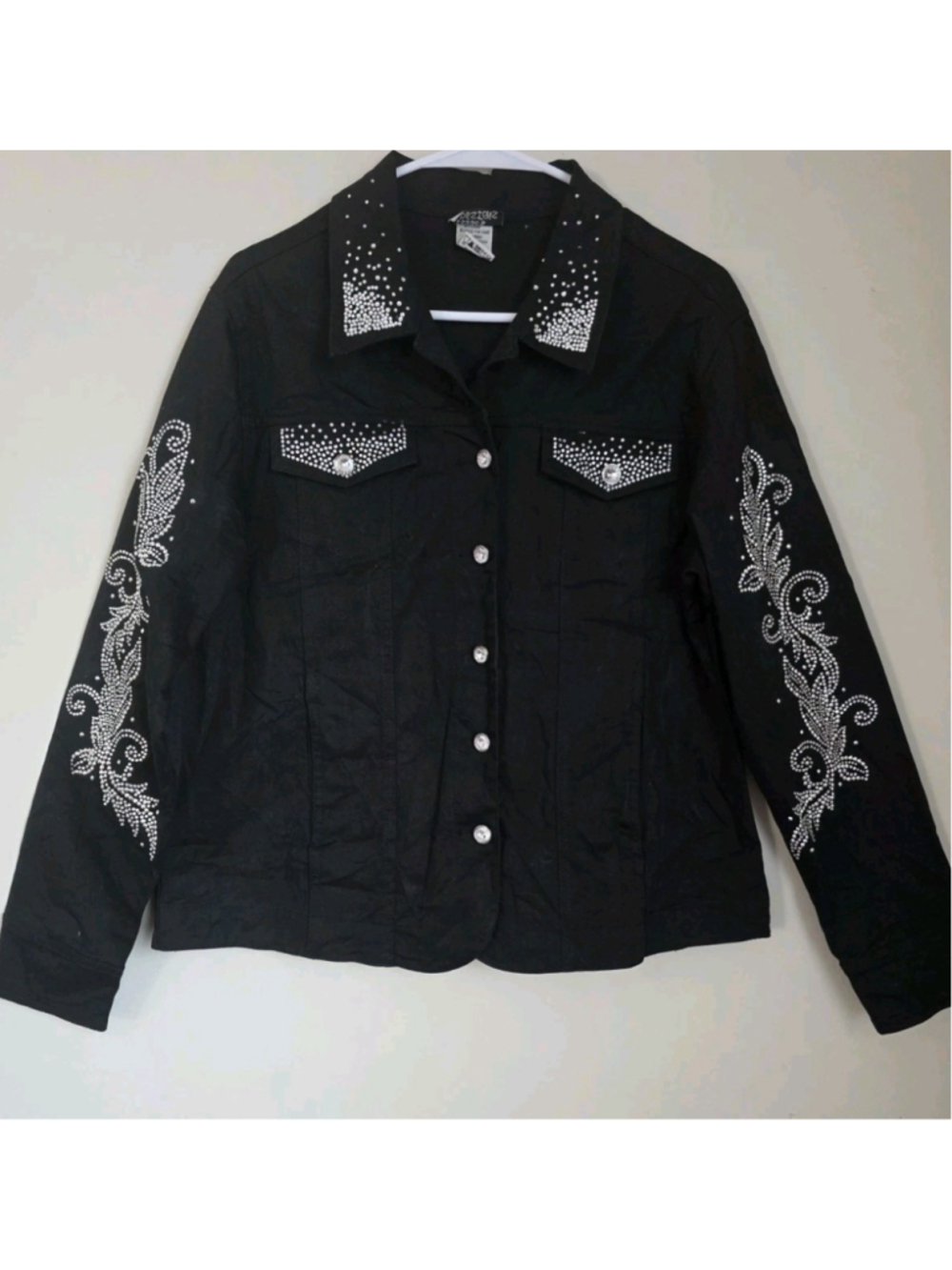 Vintage Isaac's Designs Rhinestone Western Academia Statement Jacket L - Picture 2 of 11